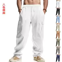 Pantaloni Cargo Estivi da Uomo in Lino