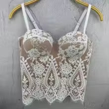 Bustier da donna in pizzo floreale elegante modellante sexy corsetto da donna in pizzo ragazze abiti da sera sottili colture Lady corto dolce body shaper Top