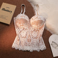 Bustier da donna in pizzo floreale elegante modellante sexy corsetto da donna in pizzo ragazze abiti da sera sottili colture Lady corto dolce body shaper Top