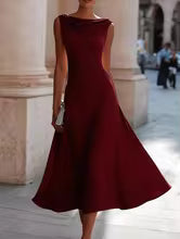 Abito Midi in Chiffon Senza Maniche – Donna