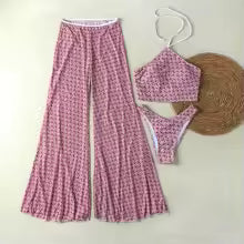 Bikini a Tre Pezzi con Pantalone Lungo e Collo Alto