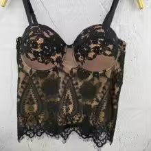 Bustier da donna in pizzo floreale elegante modellante sexy corsetto da donna in pizzo ragazze abiti da sera sottili colture Lady corto dolce body shaper Top