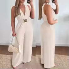 Tuta Donna Elegante – Scollo a V, Gamba Larga