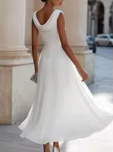 Abito Midi in Chiffon Senza Maniche – Donna